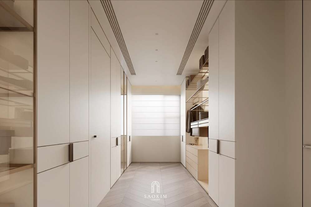Thiết kế nội thất không gian phòng thay đồ phong cách Contemporary Luxury dự án Vinhomes Symphony 
